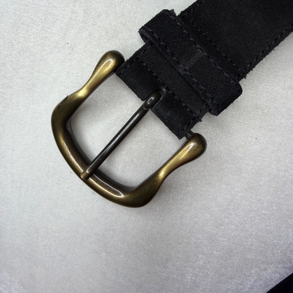 Berge Black Suede Long Fringe Waist Belt - Picture 5 of 8